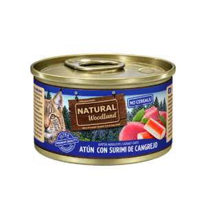 NATURAL WOODLAND LATA GATO ATÚN CON SURIMI DE CANGREJO 85 G