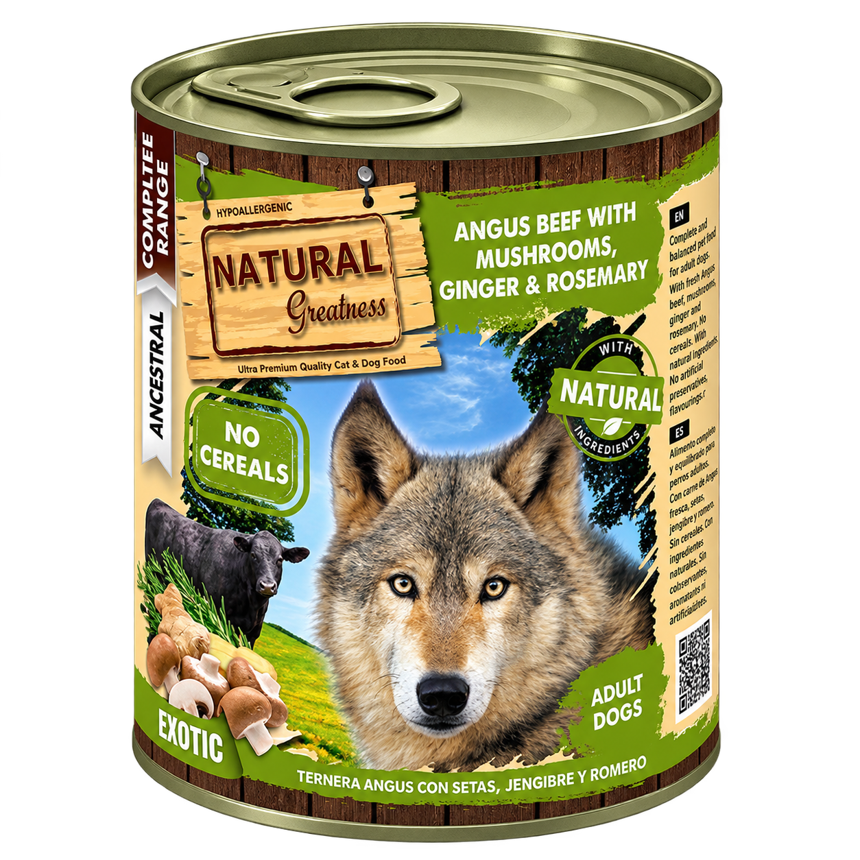 NATURAL GREATNESS LATA PERRO TERNERA ANGUS 400 g