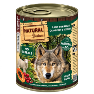 NATURAL GREATNESS LATA PERRO CORDERO CON PAPAYA